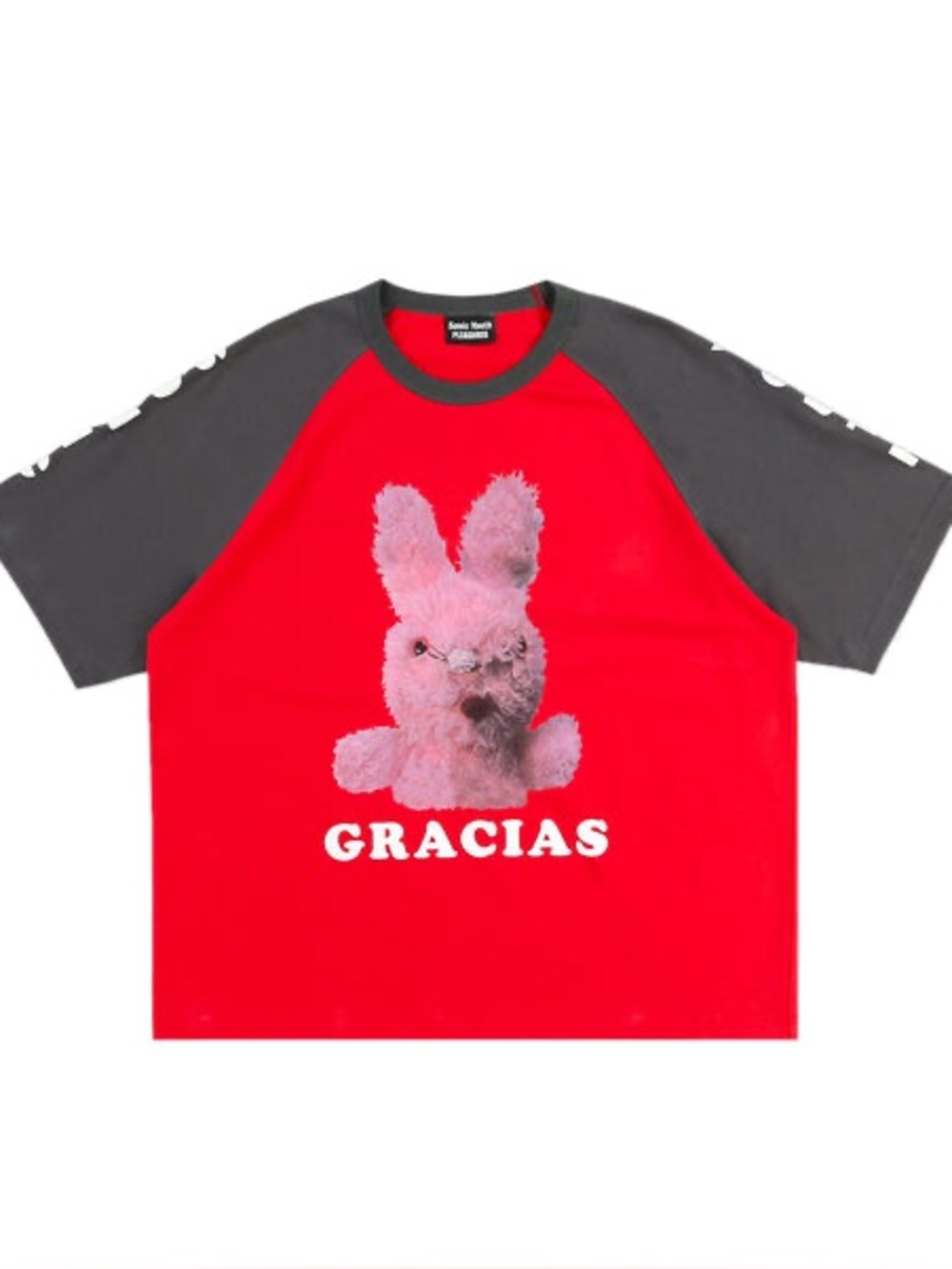 Pleasures Sonic Youth Bunny Graphic Raglan Tee - Red & Gray